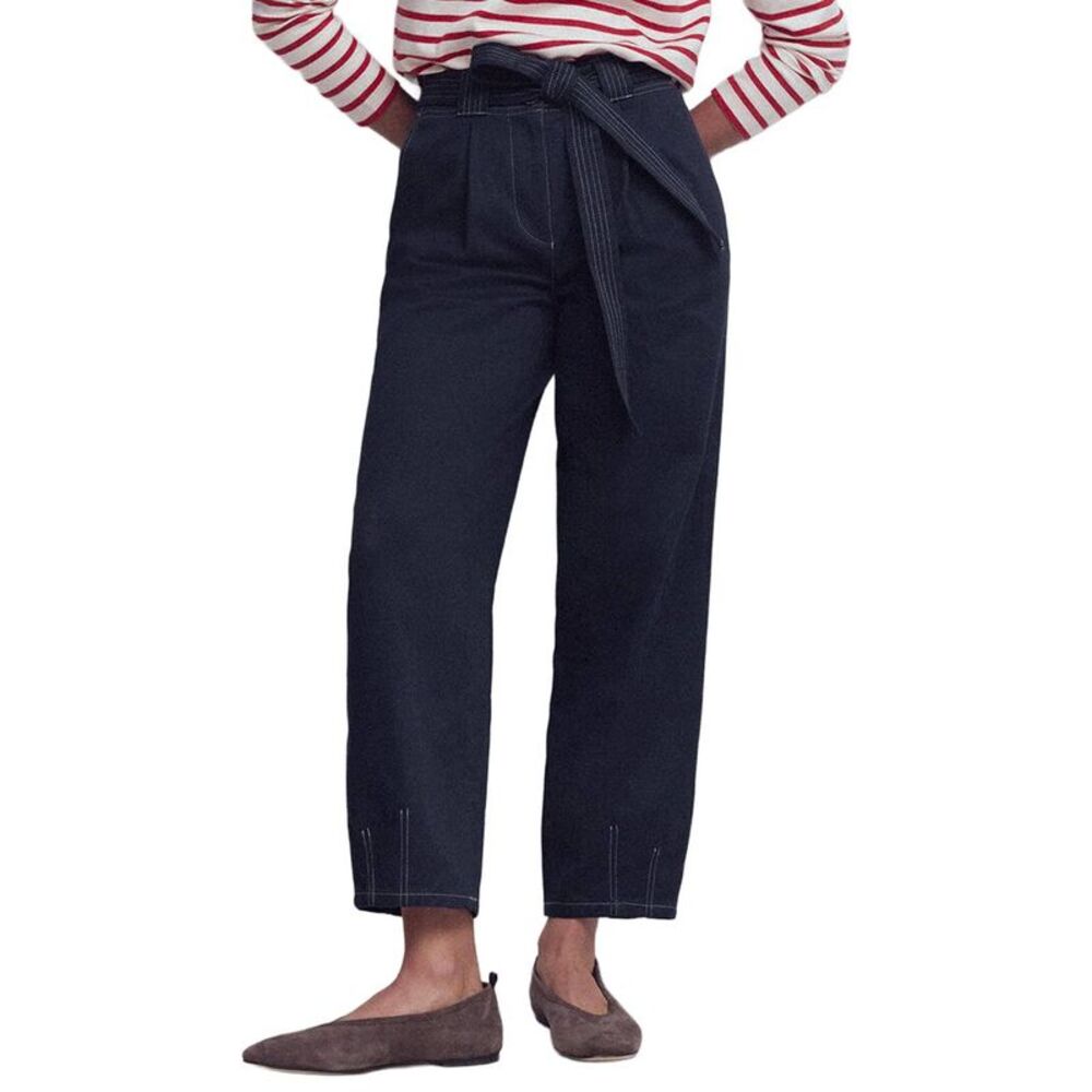 Boden Womens  Belted Barrel Leg Trouser, Navy